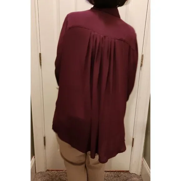 Lane Bryant Wine Semi Sheer Blouse HiLo Swing - Plus Size 18-20 NWOT - Picture 3 of 11